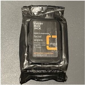 Every Man Jack Activated Charcoal Oil Defense Facial Wipes for Men, 30-ct